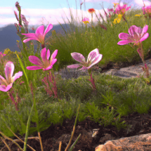 Rosa blühende Alpenpflanzen: Rosa Chintz Thymian Östliches Alpenveilchen Lewisia Longipetala (Zwergpflaume)